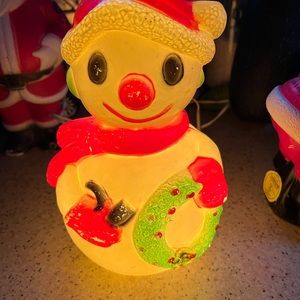 Vintage 11” rare Snowman blow mold Union Christmas decorations